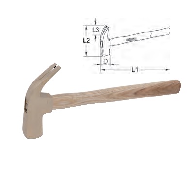 BRONZE + CLAW HAMMER 300 G, WITH HICKORY HANDLE