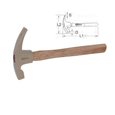 BRONZE + BRICKLAYER´S HAMMER 700 G, AMERICAN PATTERN, HICKORY HANDLE