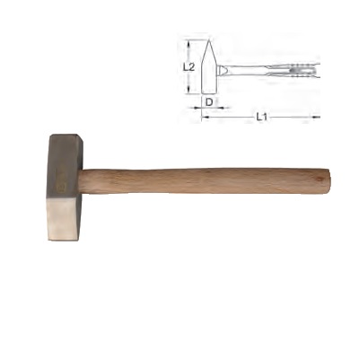 BRONZE + CHISEL HAMMER 1300 G, WITH HICKORY HANDLE